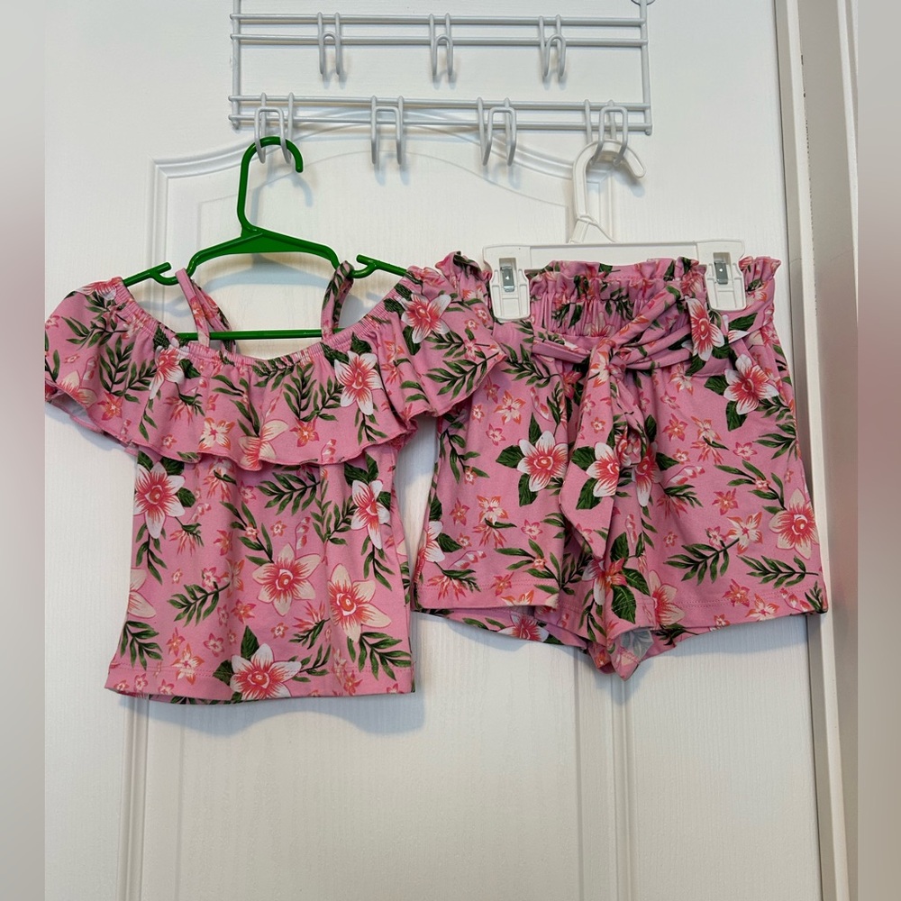 UKids Floral 2-Piece Set | Off Shoulder Top & Shorts |